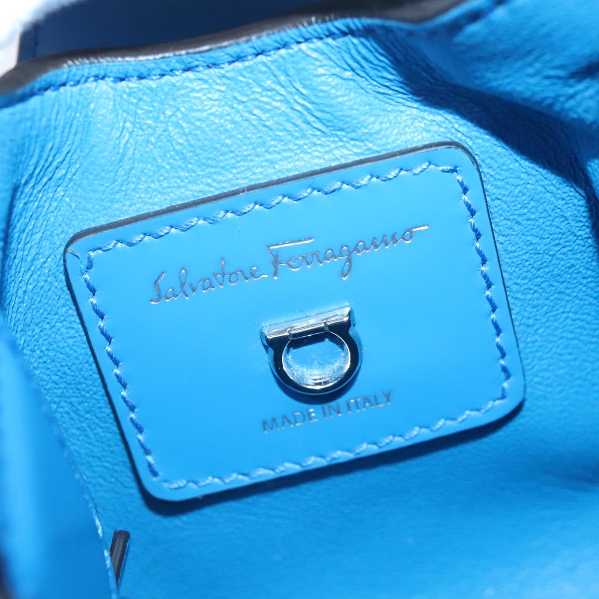 Salvatore Ferragamo Gancini, Blue, Leather, handbag