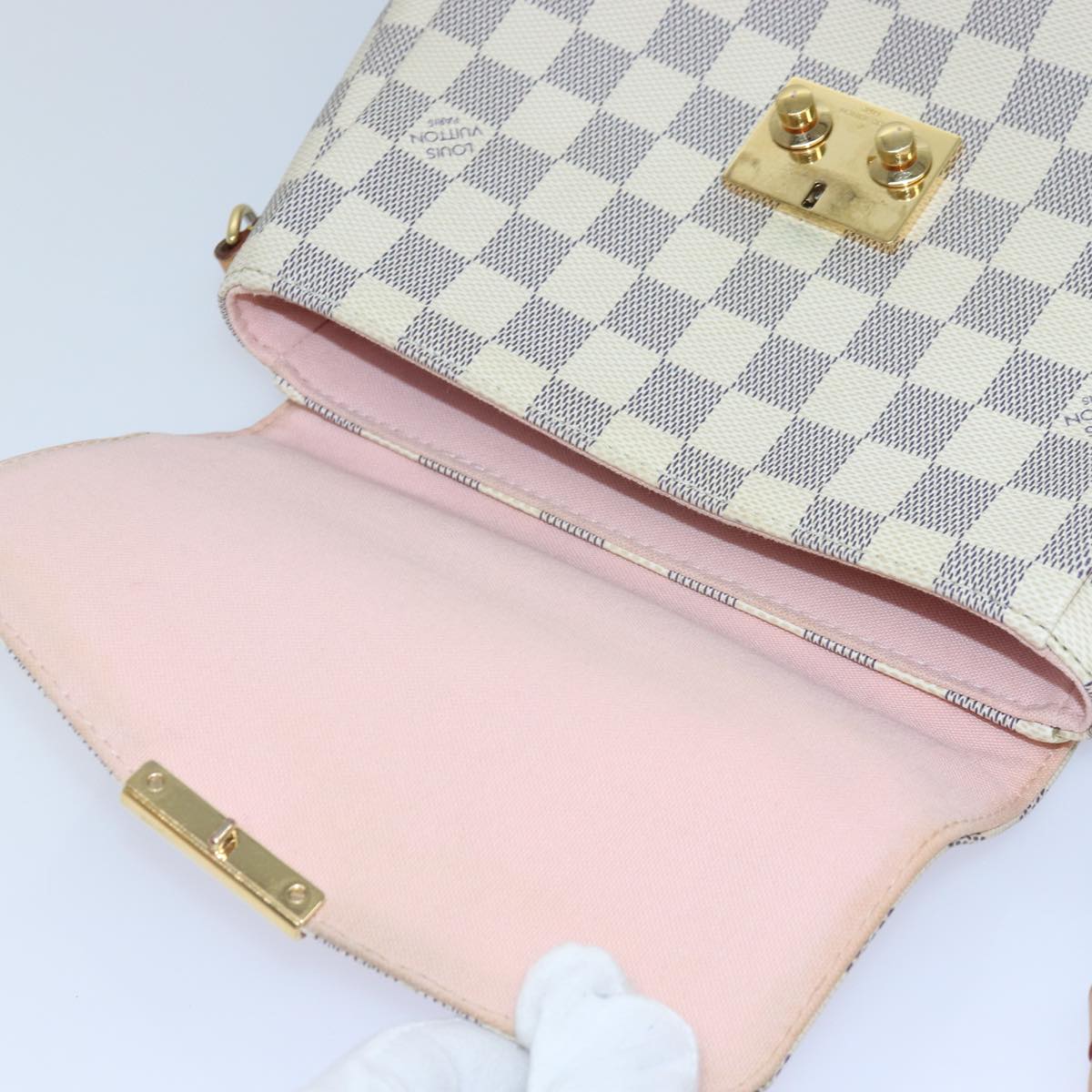 Louis Vuitton Croisette, White, Canvas, handbag