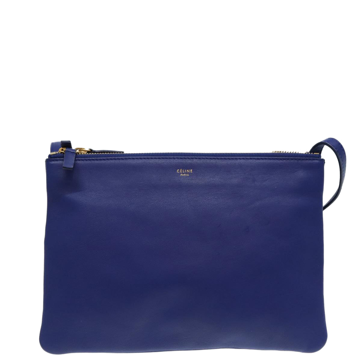 Céline Trio, Blue, Leather, shoulder