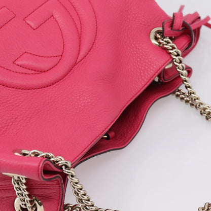 Gucci Soho Chain Strap Leather, Pink, Leather, Shoulder Bag