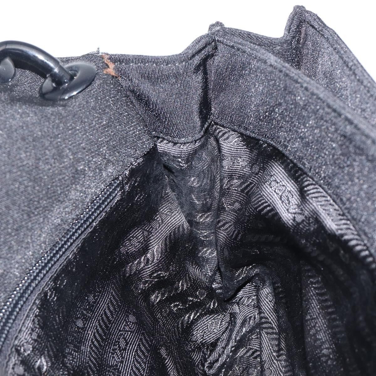 Prada Plastic Chain Flap Bag Canvas, Black, Cotton, Shoulder Bag