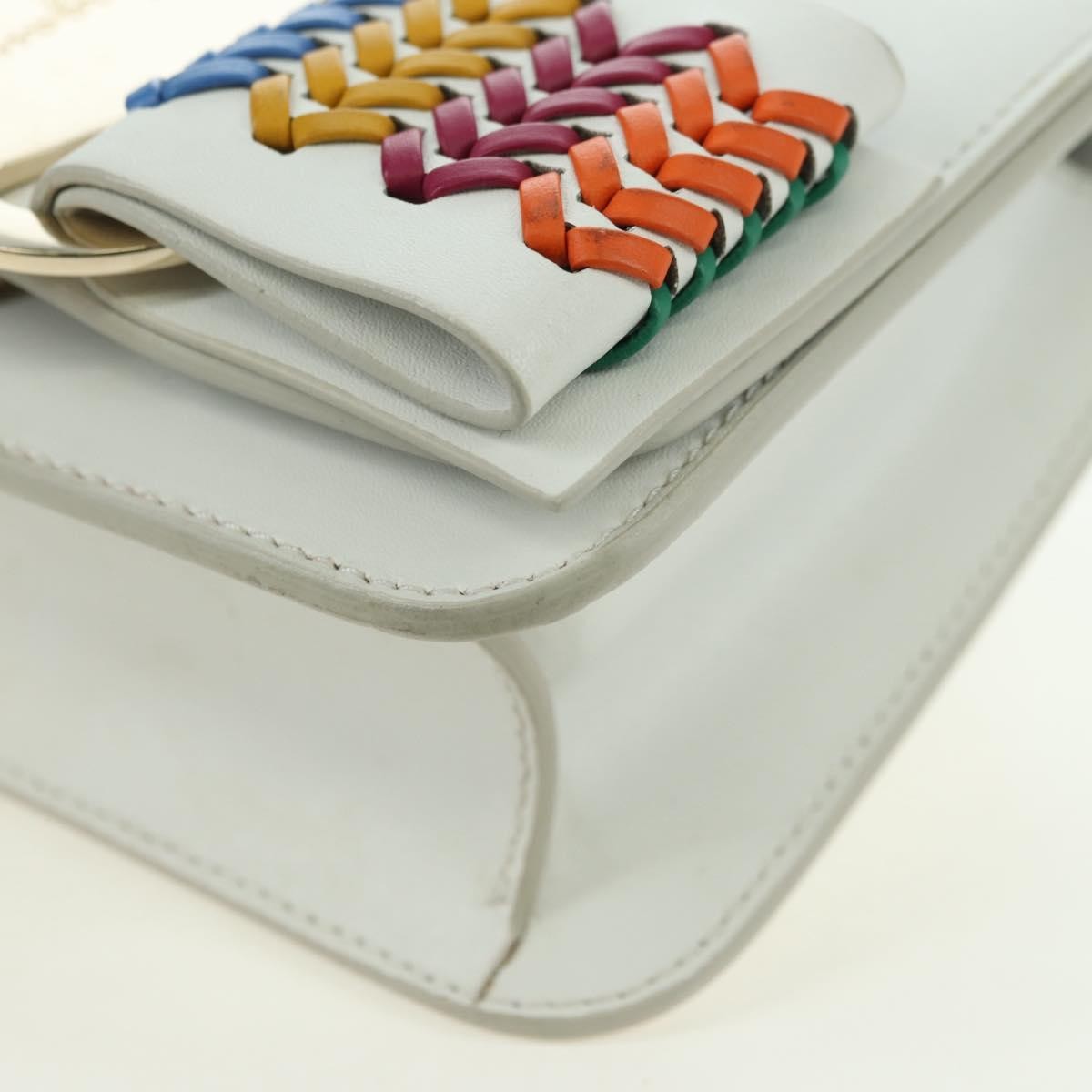 Salvatore Ferragamo Vala Chain Leather, White, Leather, Shoulder Bag
