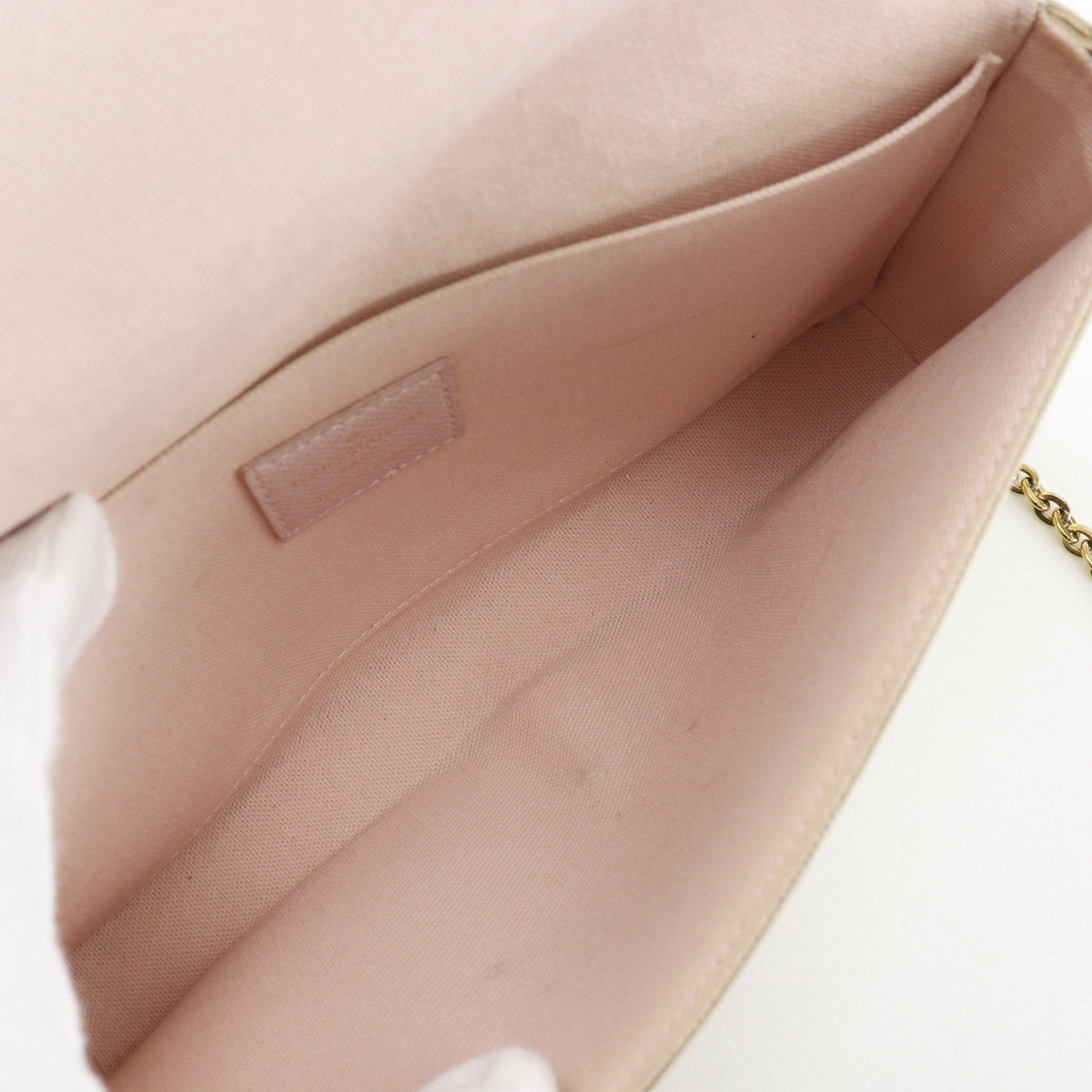 Louis Vuitton Pochette Felicie Damier, White, Canvas, Clutch