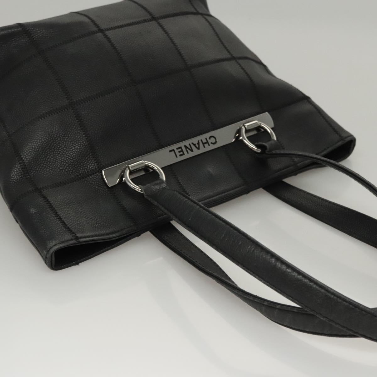 Chanel Chocolate bar, Black, Leather, tote