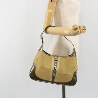 Gucci Web Jackie O Hobo Canvas, Gold, Canvas, Shoulder Bag