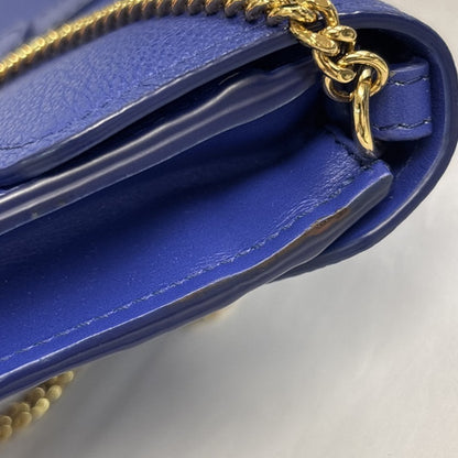 Chloe Aby Chain Leather, Blue, Leather, Shoulder Bag