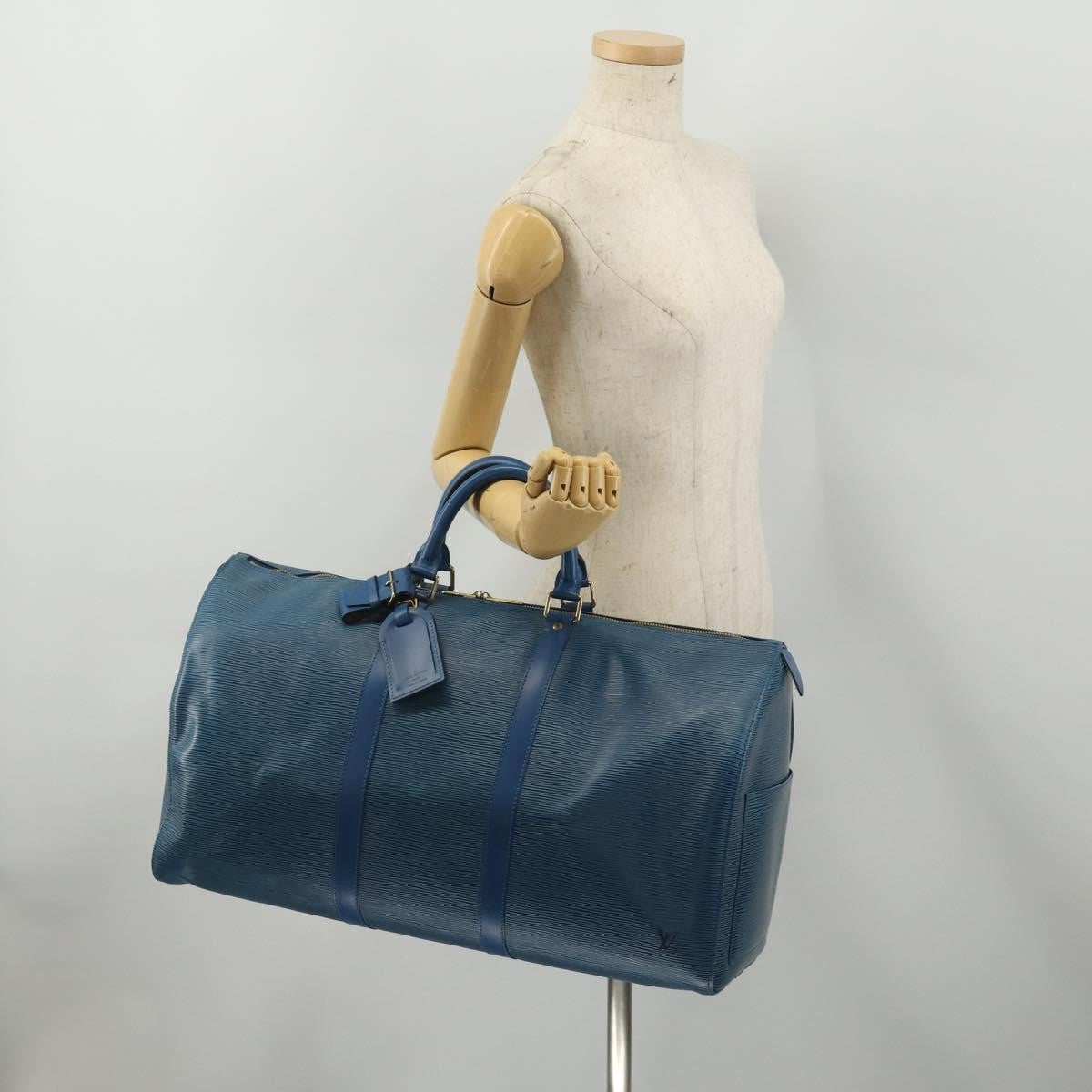 Louis Vuitton Keepall Bag Epi Leather, Blue, Leather, Travel Bag