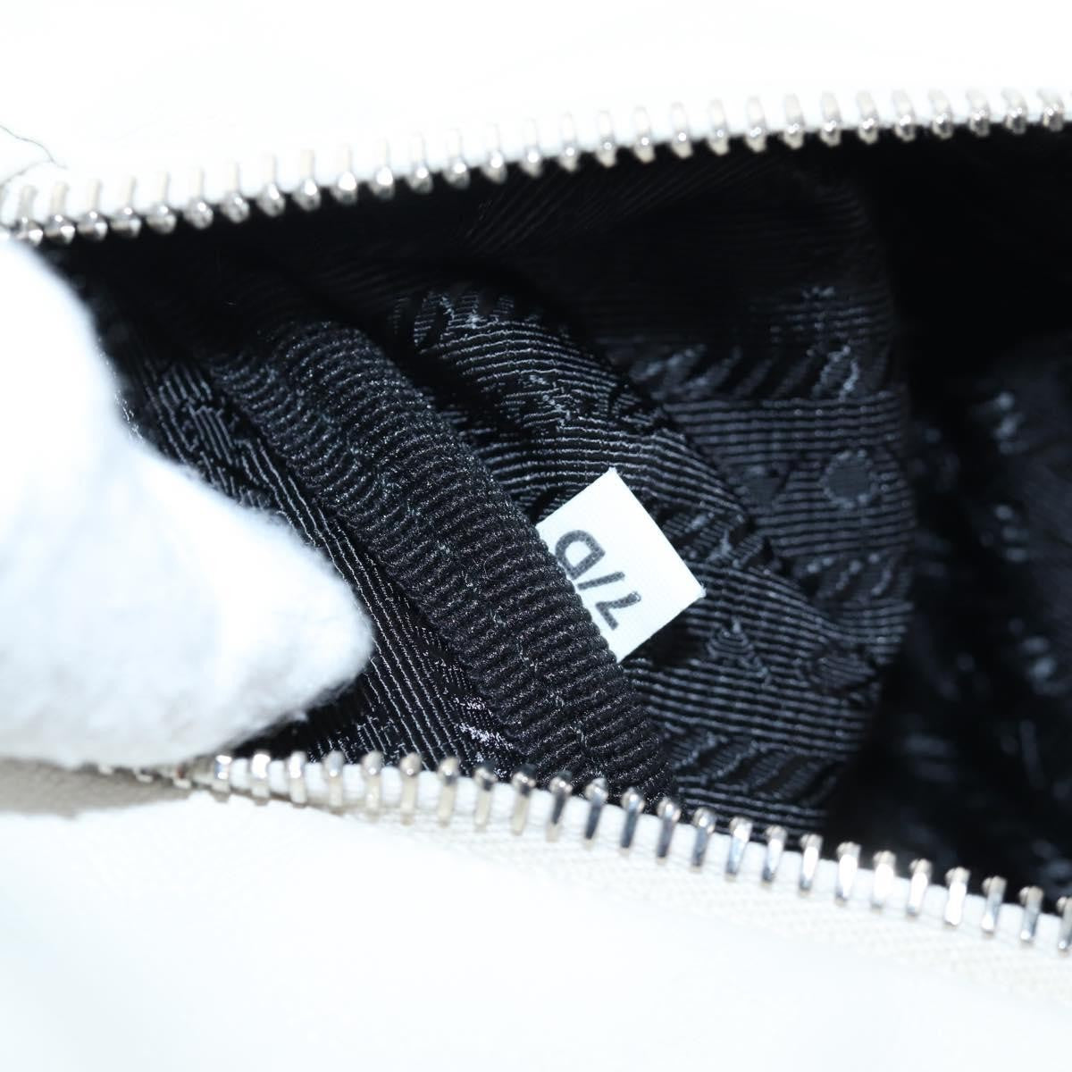 Prada Triangle Logo Wristlet Embossed Leather, White, Leather, Clutch
