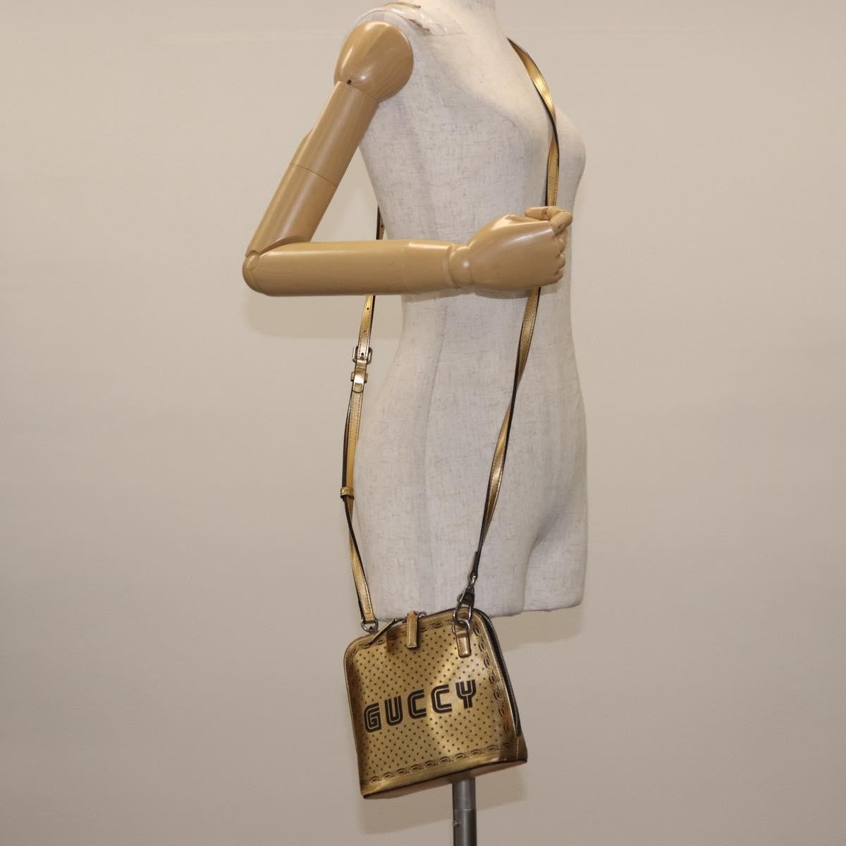 Gucci Dome Limited Edition Printed Leather, Gold, Leather, Crossbody Bag