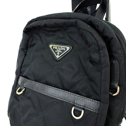 Prada Zip Sling Re-Nylon, Black, Nylon, Backpack