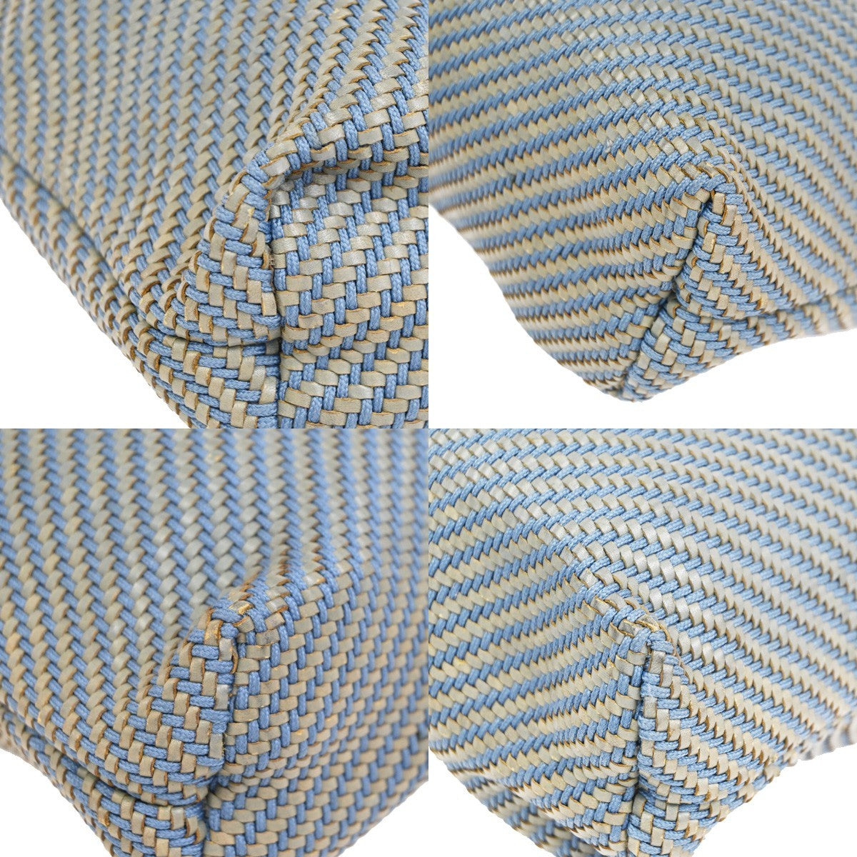 Hermes Ahmedabad Woven Leather and Canvas, Blue, Polyester, Tote Bag