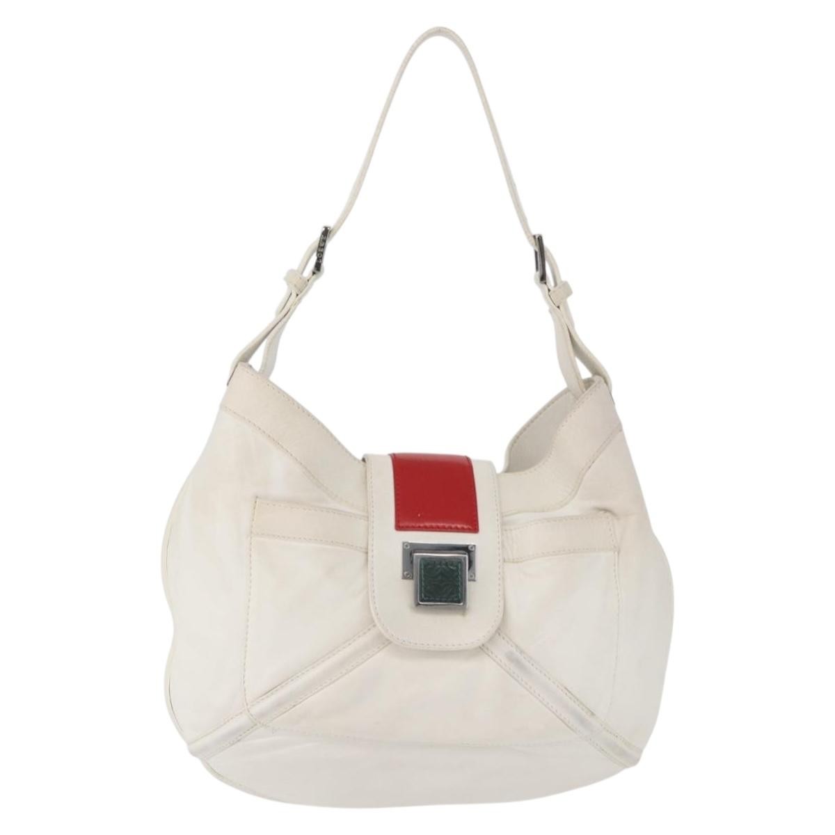 Loewe Anagram Leather, White, Leather, Shoulder Bag