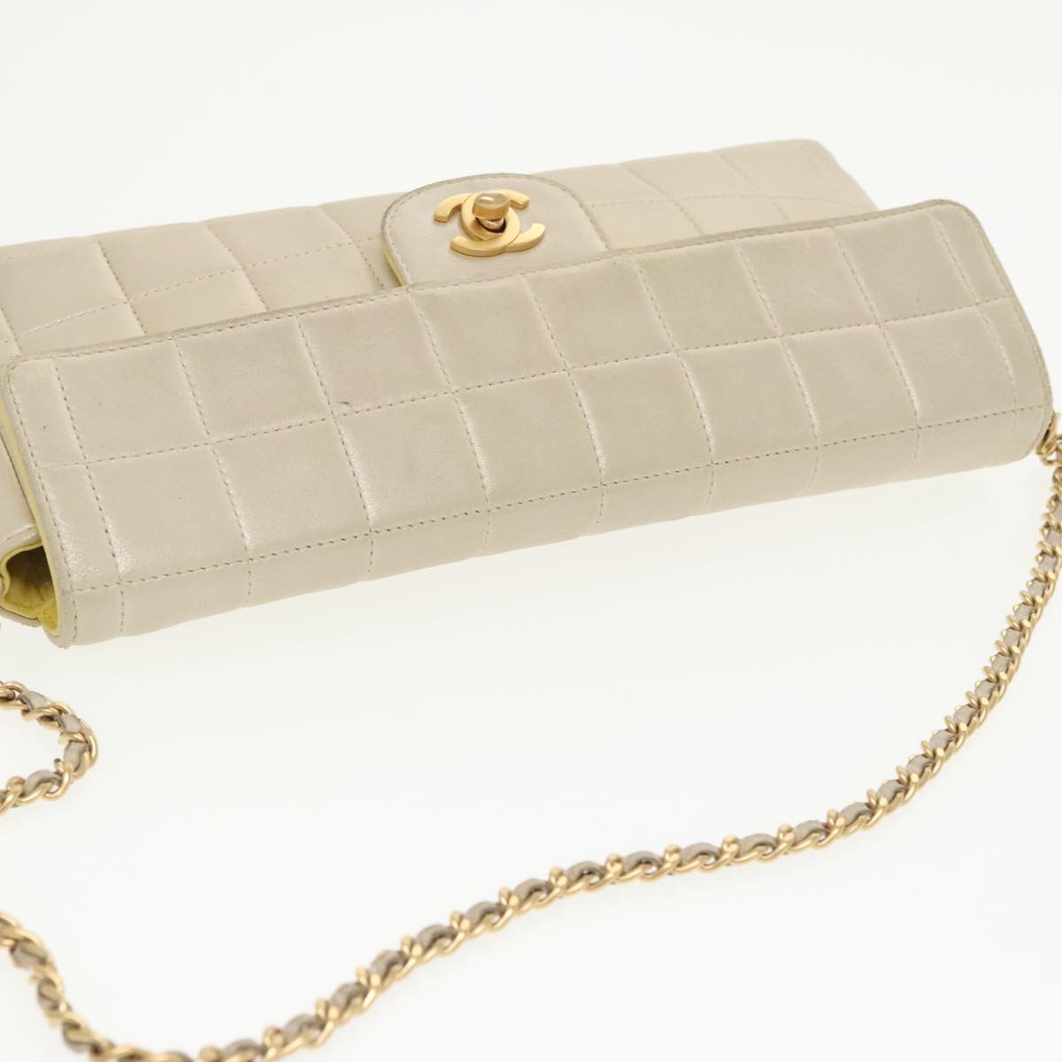 Chanel Chocolate bar, Beige, Leather, shoulder