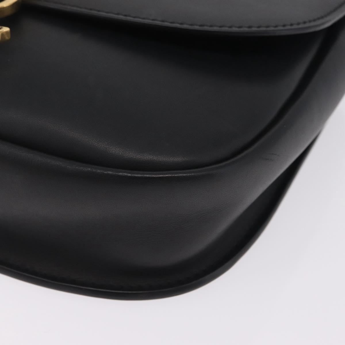 Saint Laurent Kaia Leather with Brogue Detail, Black, Leather, Shoulder Bag