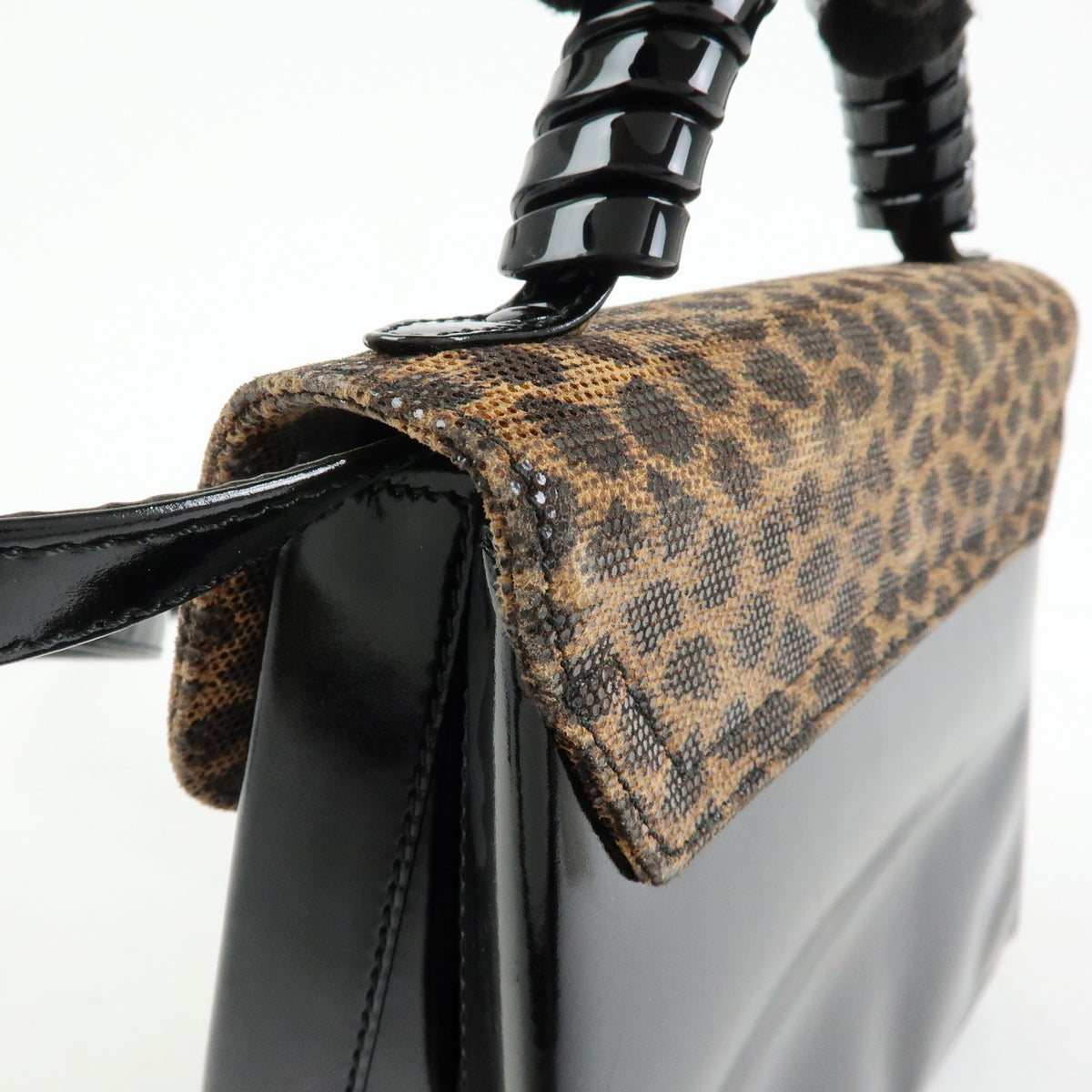 Loewe Vintage Velazquez Top Handle Leather, Black, Patent Leather, Handbag