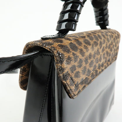 Loewe Vintage Velazquez Top Handle Leather, Black, Patent Leather, Handbag