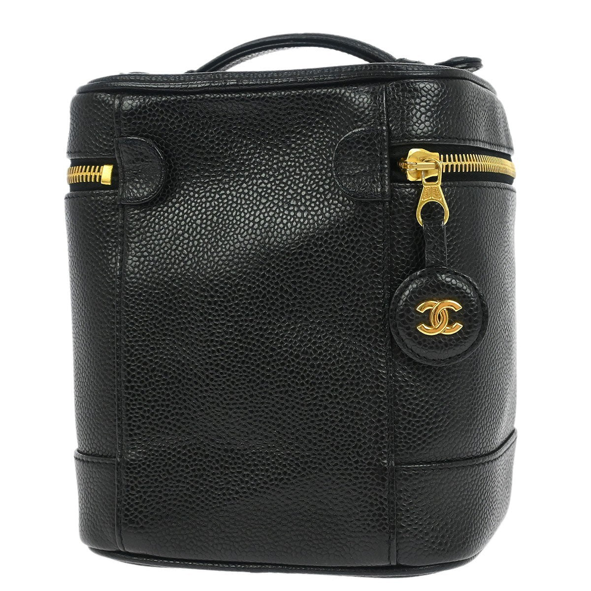 Chanel Vintage Timeless Cosmetic Case Caviar, Black, Leather, Handbag