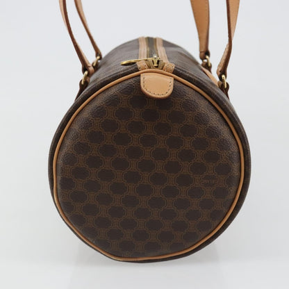 Celine Vintage Barrel Macadam Canvas & Leather, Brown, PVC, Handbag