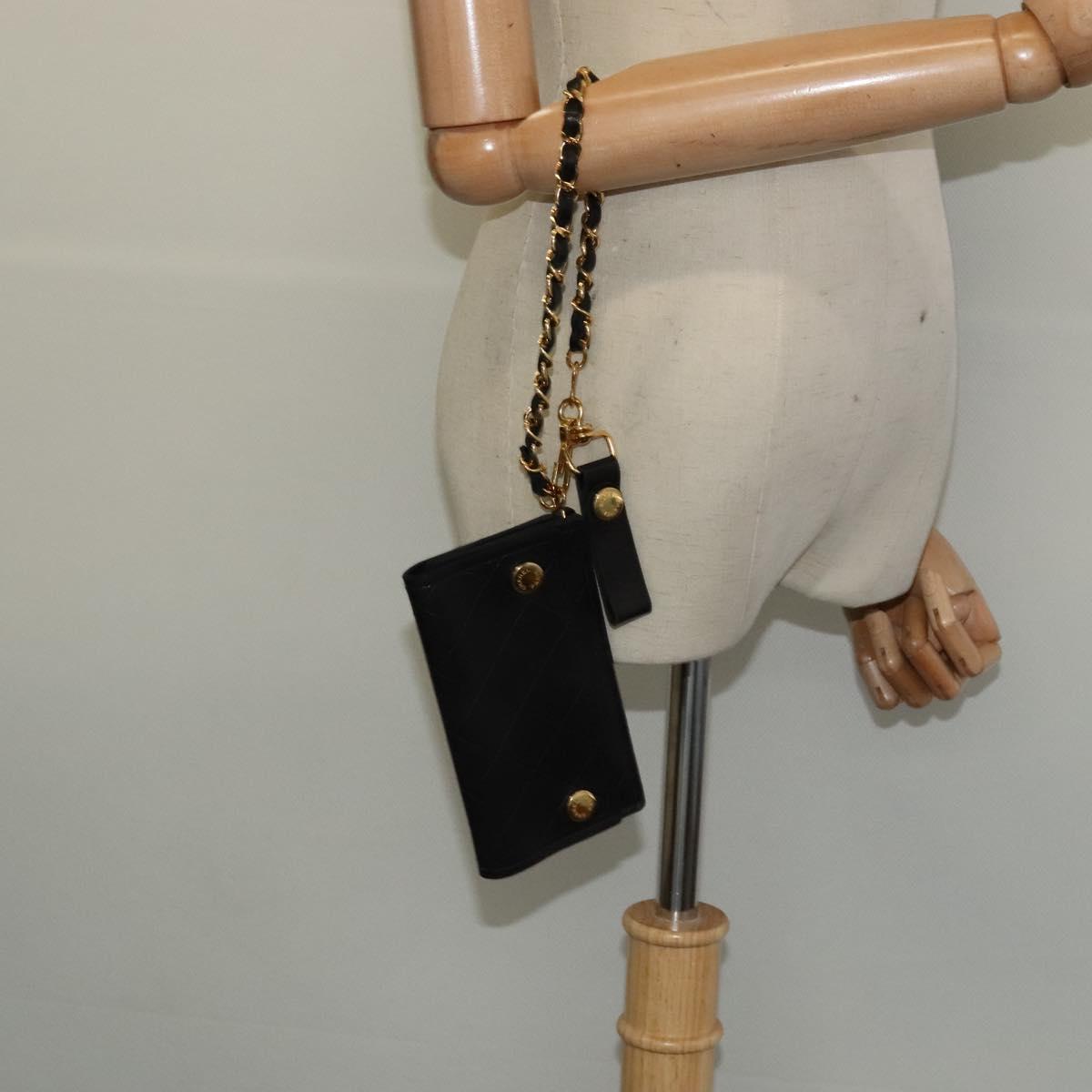 Chanel Wallet On Chain, Black, Leather, wallet