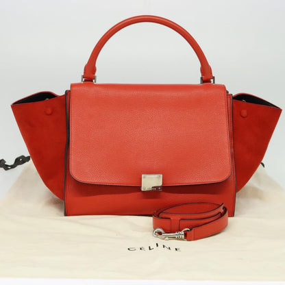 Céline Trapèze, Red, Leather, handbag