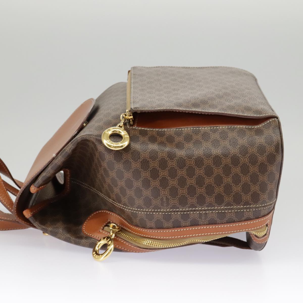 Céline Triomphe, Brown, Canvas, backpack