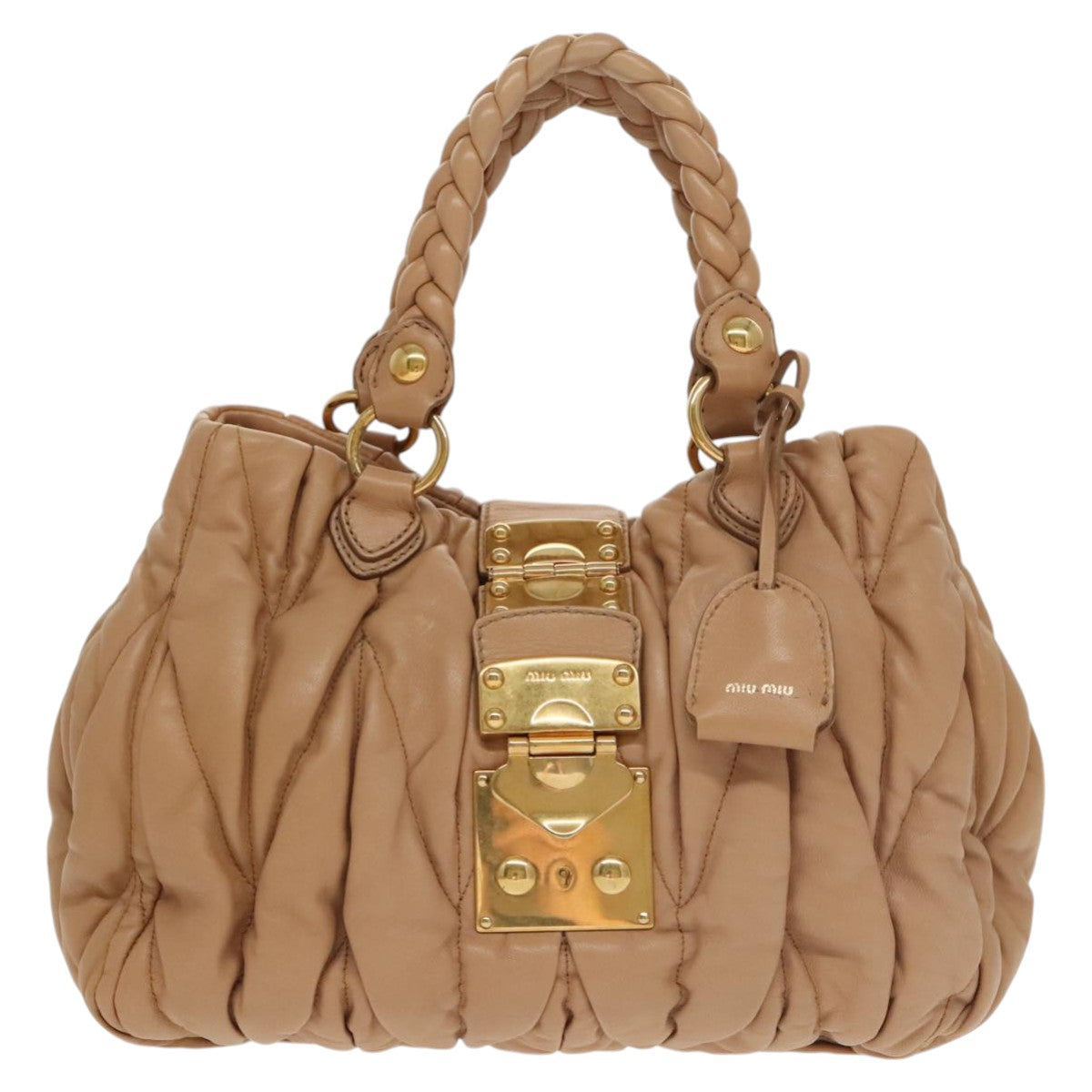 Miu Miu Matelassé, Brown, Leather, handbag