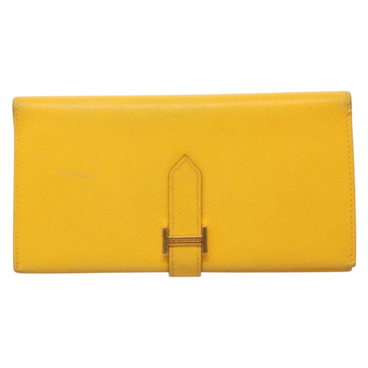 Hermès Béarn, Yellow, Leather, wallet