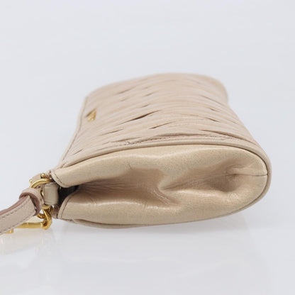 Miu Miu Zip Wristlet Matelasse Leather, Beige, Leather, Clutch