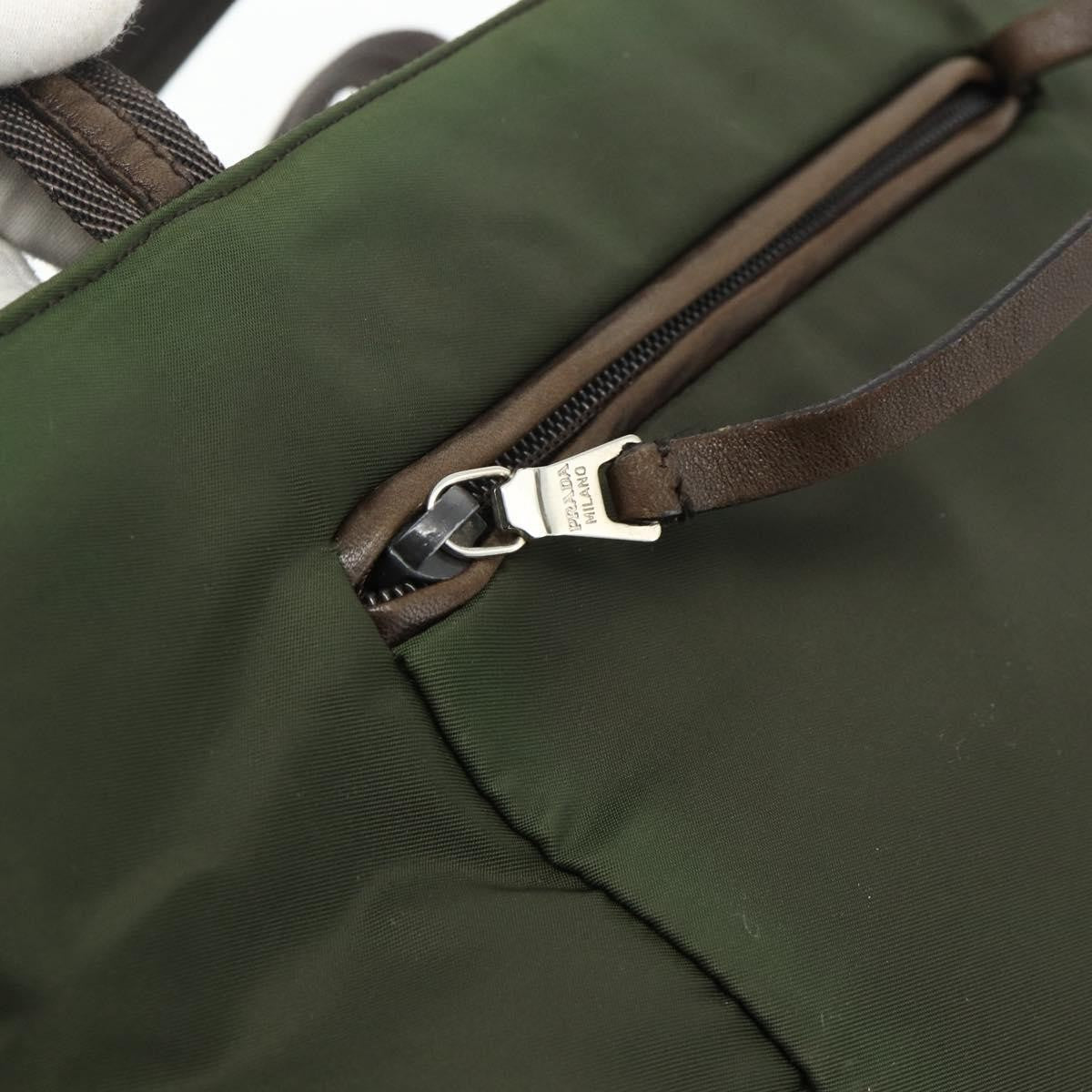 Prada Zip Tote Tessuto, Khaki, Nylon, Tote Bag