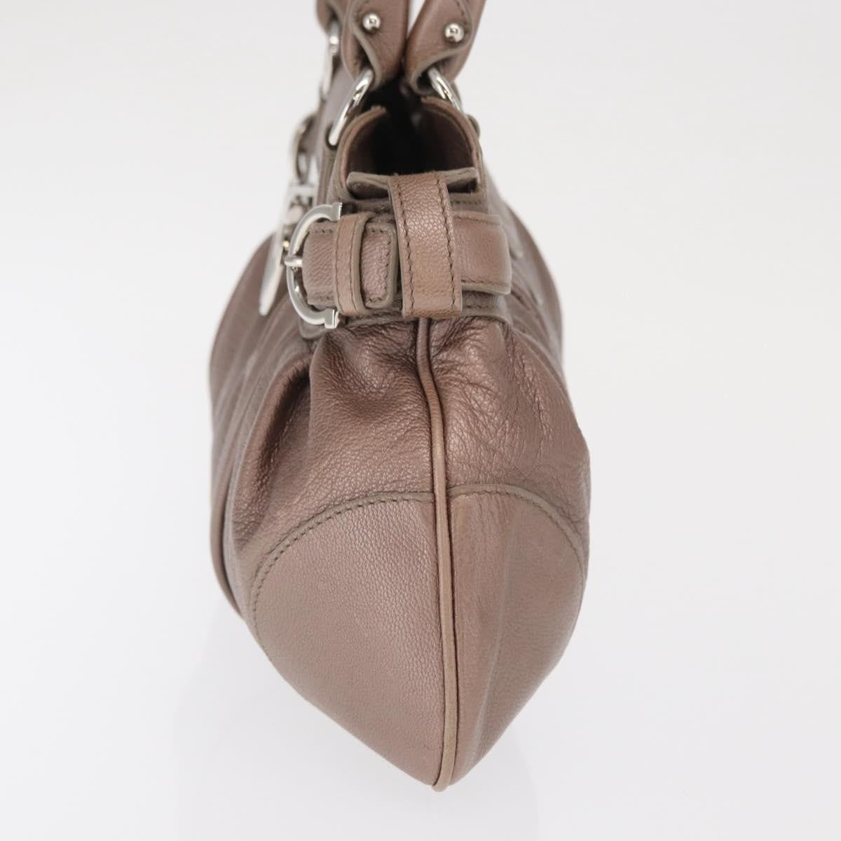 Salvatore Ferragamo Gancini Leather, Beige, Leather, Handbag
