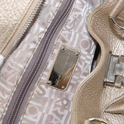 Salvatore Ferragamo Gancini Leather, Gold, Leather, Handbag