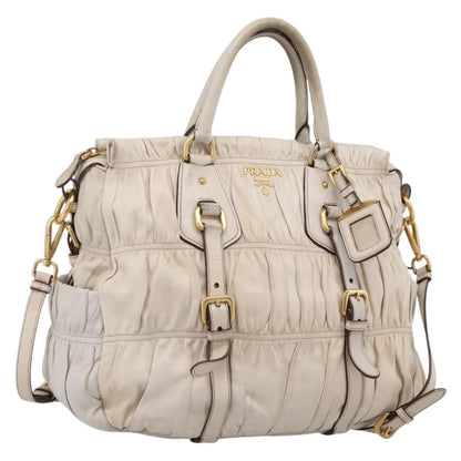 Prada Gaufre Convertible Satchel Nappa Leather, Beige, Leather, Handbag