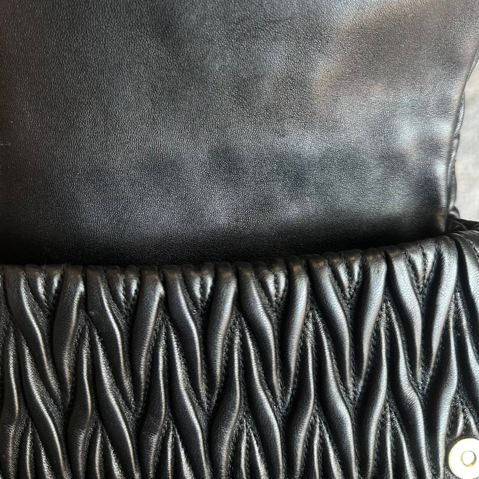Miu Miu Nappa Matelassè Leather, Black, Leather, Handbag