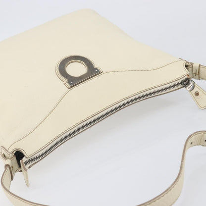 Salvatore Ferragamo Gancini Leather, Beige, Leather, Crossbody Bag