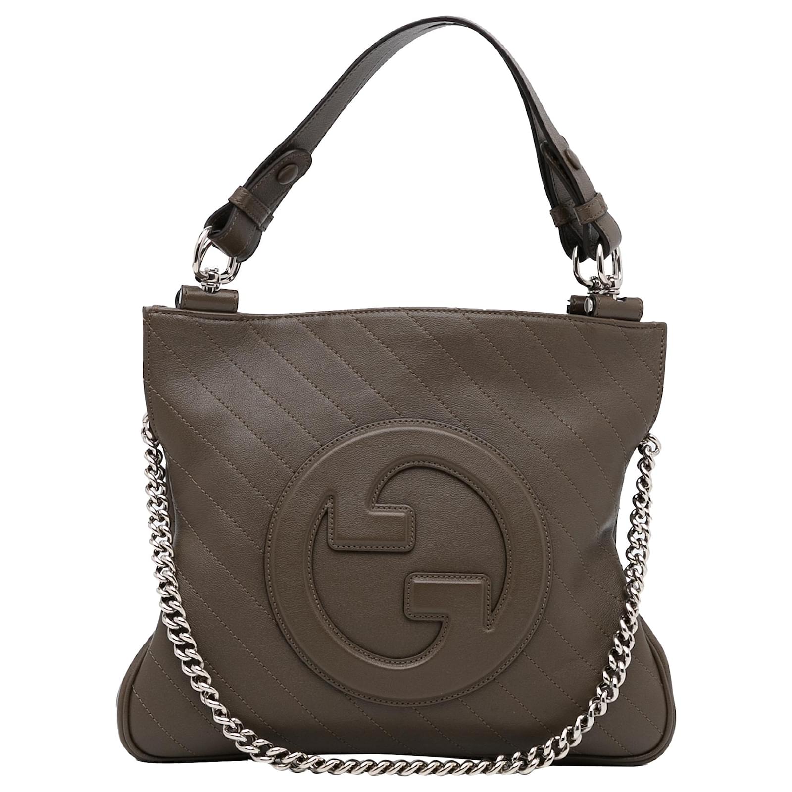 Gucci Blondie NM Tote Diagonal Quilted Leather, BROWN, LEATHER, Tote bag