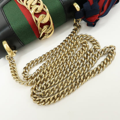 Gucci Sylvie Chain Leather, Black, Leather, Shoulder Bag
