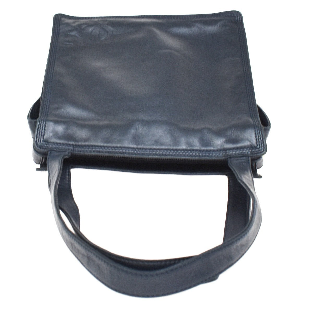 Loewe Vintage Anagram Zip Leather, Navy, Leather, Crossbody Bag
