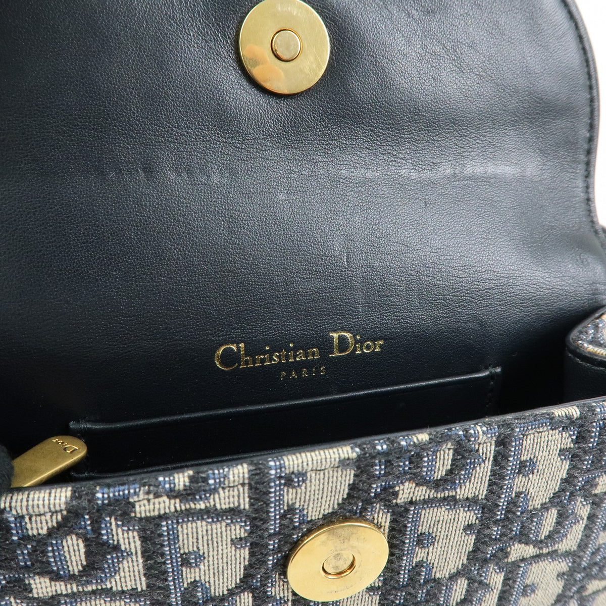 Christian Dior Saddle Belt Oblique Canvas, Navy, Canvas, Handbag
