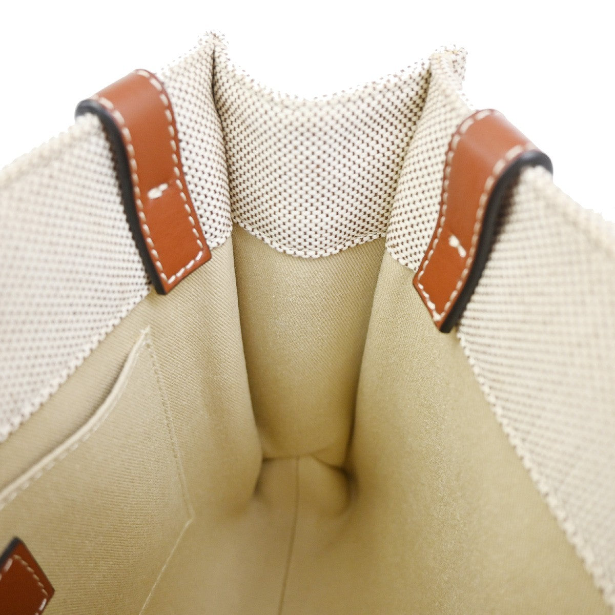 Chloe Woody Leather, Beige, Canvas, Tote Bag