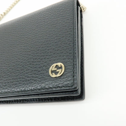 Gucci Betty Chain Wallet (Outlet) Leather, Black, Leather, Crossbody Bag