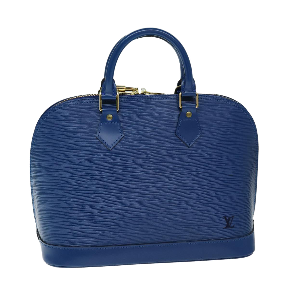 Louis Vuitton Alma, Blue, Leather, handbag