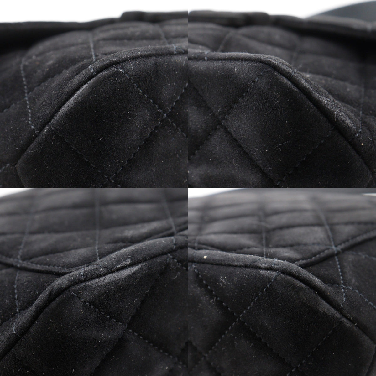 Chanel Vintage Flap Quilted Suede, Black, Suede, Shoulder Bag