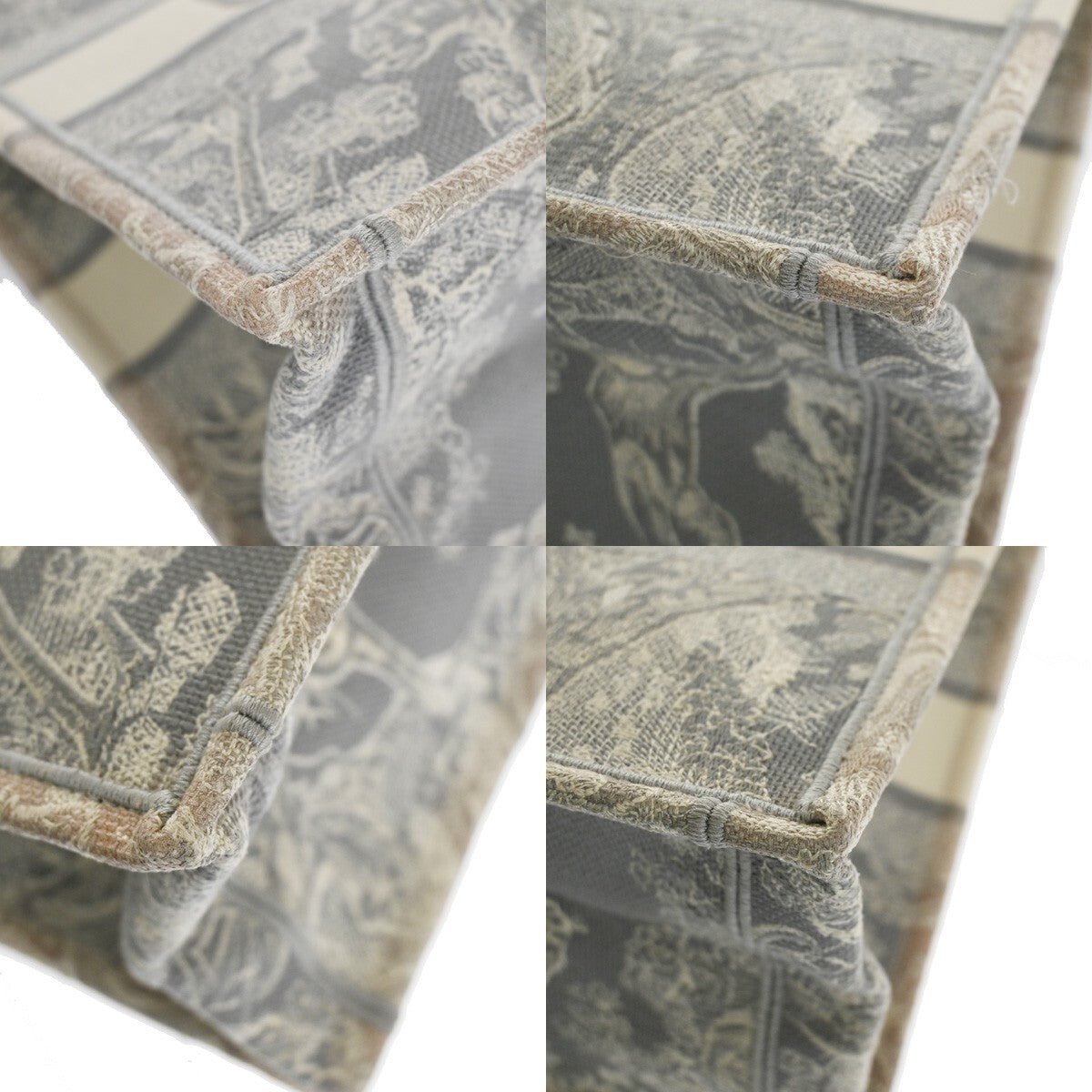 Christian Dior Book Tote Embroidered Canvas, Gray, Canvas, Tote bag