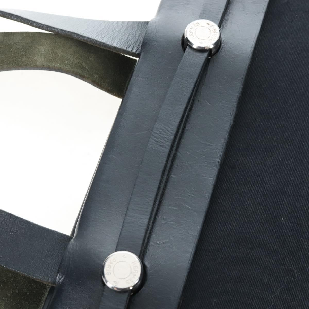 Hermes Herbag Cabas Toile and Leather, Black, Canvas, Tote Bag