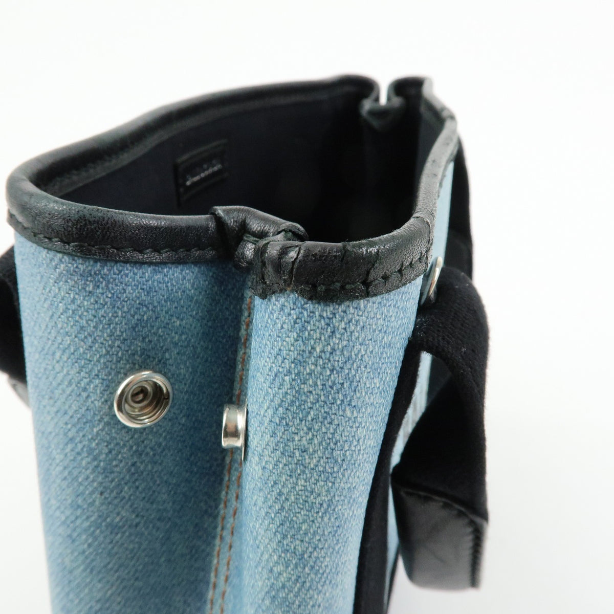 Balenciaga Navy Cabas Coated Denim with Leather, Blue, PVC, Tote Bag
