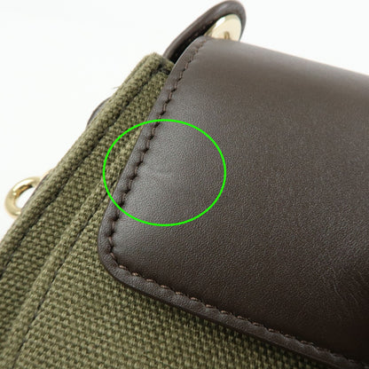 Chloe Tess Canvas with Leather, Green, Canvas, Handbag