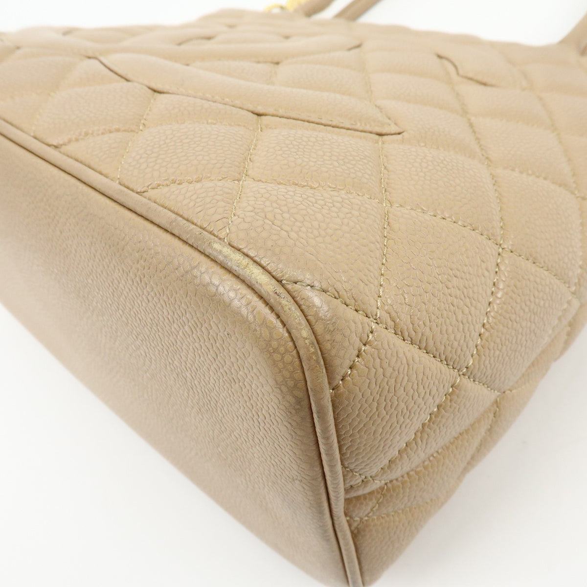 Chanel Medallion Quilted Lambskin, Beige, Leather, Tote Bag