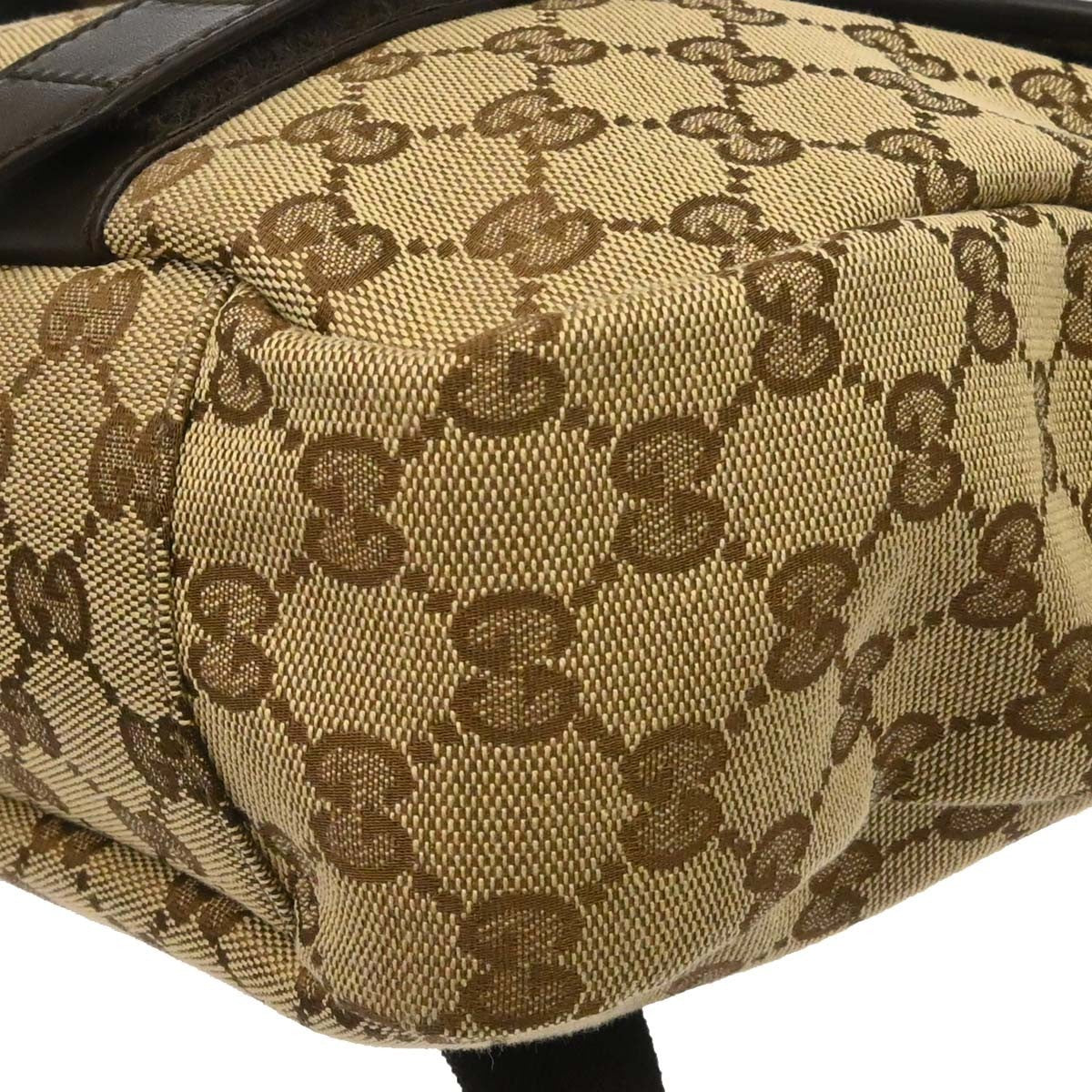 Gucci Buckle Messenger GG Canvas, Beige, Canvas, Handbag