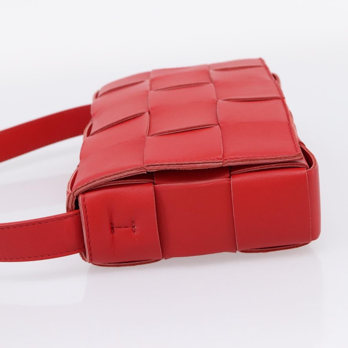Bottega Veneta Cassette Maxi Intrecciato Leather, Red, Leather, Crossbody Bag