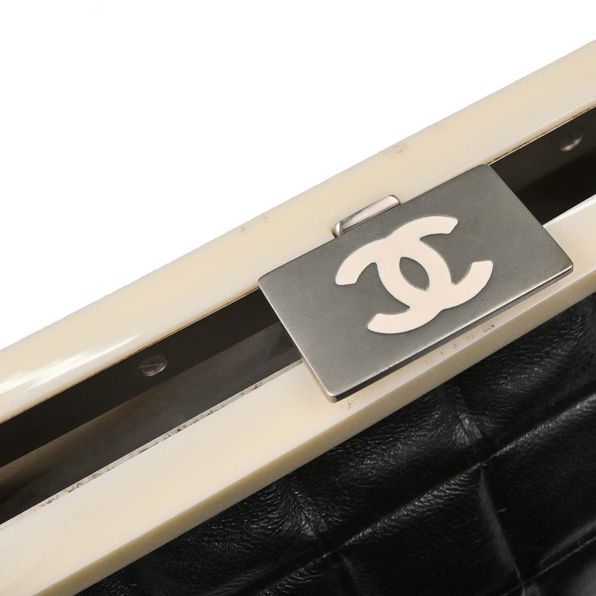 Chanel Chocolate Bar Frame Quilted Lambskin, Black, Leather, Shoulder Bag